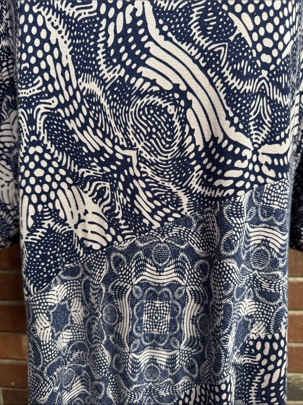 Soft Surroundings Juliette Jersey Navy & Neutral Tile Maxi Dress Size XL - Picture 5 of 11